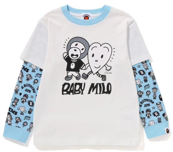 Bape Kids X Chocomoo Milo Friends Layered L/S Shirt White Size 90 K