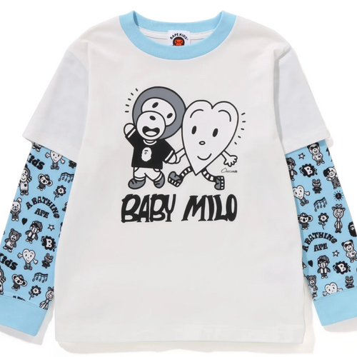 Bape Kids X Chocomoo Milo Friends Layered L/S Shirt White Size 90 K