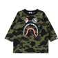 Bape Kids 1st Camo Shark 3/4 Sleeve Tee Jr Green Size 160 K