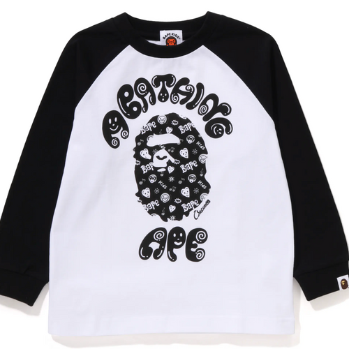 Bape Kids X Chocomoo College L/S Tee Black White Shirt Size 90 K