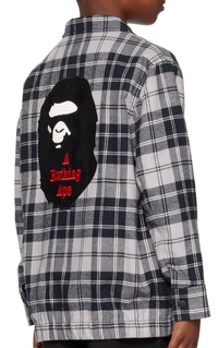 Bape Kids Check Ape Head Patch Zip Jacket Jr Grey Size 160 K