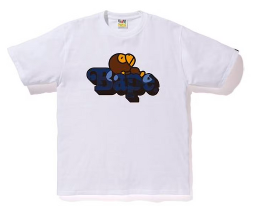 Bape Kids Color Camo Milo On Bape T-Shirt Navy Size 90