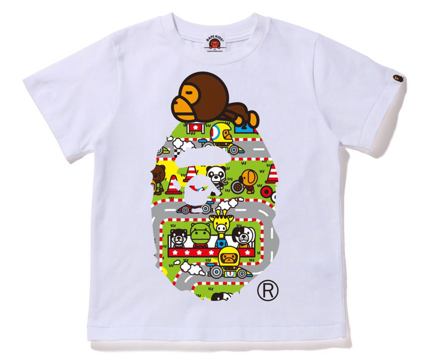 Bape Kids Baby Milo Racing Milo On Big Ape White T-Shirt Size 90