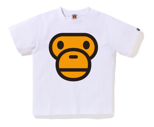 Bape Kids Milo Face White S/S T-Shirt Size 90