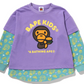 Bape Kids Baby Milo Junk Food Layered Purple L/S Shirt Size 90