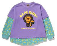 Bape Kids Baby Milo Junk Food Layered Purple L/S Shirt Size 90