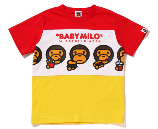 Bape Kids Baby Milo Junk Food Yellow Color Block Tee Size 90