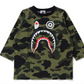 Bape Kids 1st Camo Shark 3/4 Sleeve Tee Jr Green Size 150 K