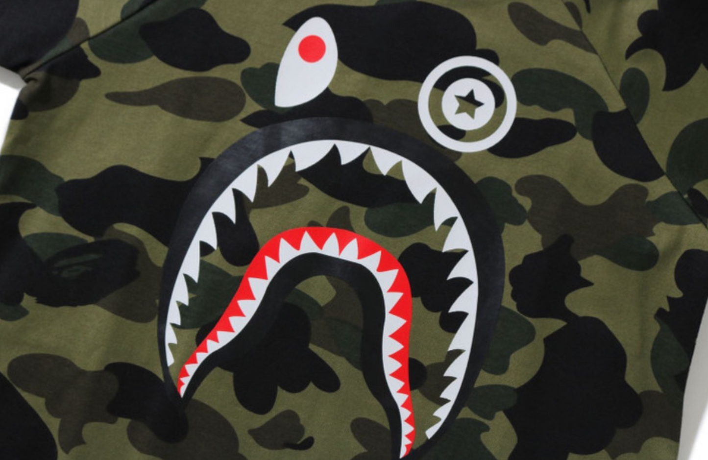 Bape Kids 1st Camo Shark 3/4 Sleeve Tee Jr Green Size 150 K