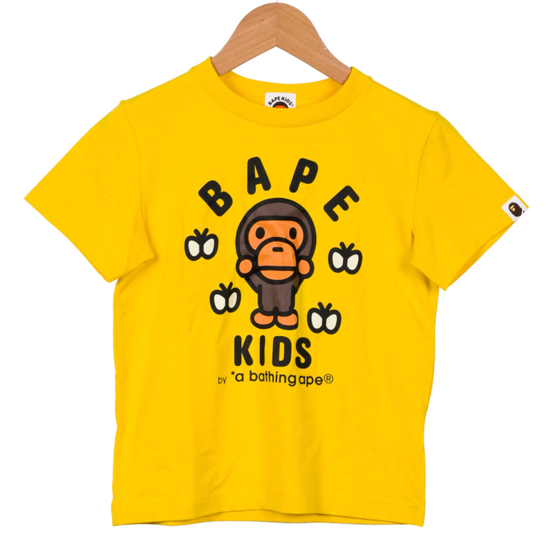 Bape Kids Baby Milo Butterflies UV Rays Yellow Tee Size 90