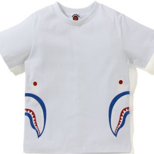 Bape Kids Glitter Side Shark Tee Jr White Size 150 K