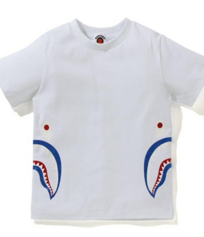 Bape Kids Glitter Side Shark Tee Jr White Size 150 K