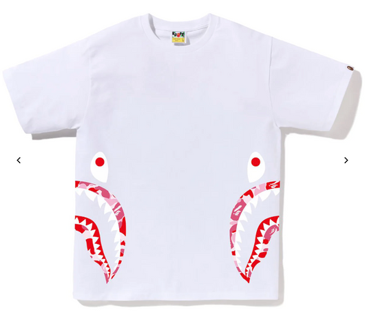 Bape Kids ABC Camo Side Shark Tee Jr White x Pink Size 150 K