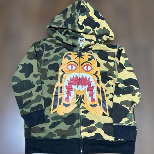 Bape Kids 1st Camo Half Tiger Full Zip Hoodie Size 90