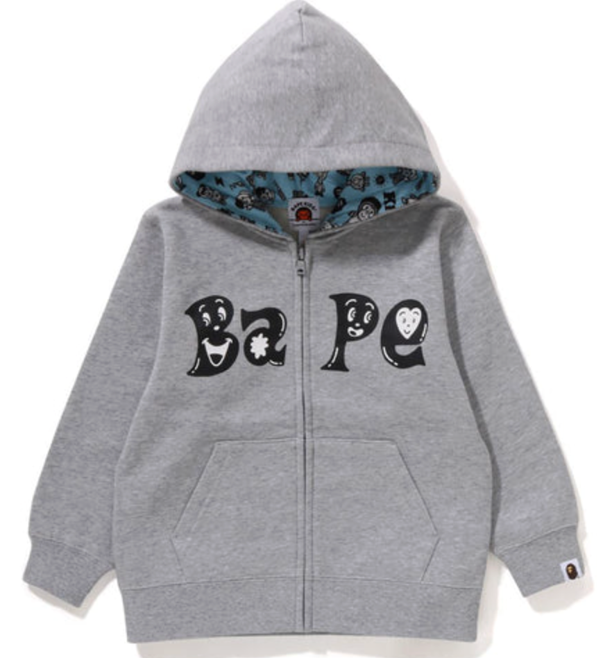 Bape Kids X Chocomoo Grey Full Zip Hoodie Size 90