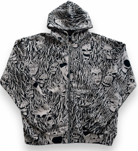 Warren Lotas Exclusive 'Wall of Flesh' Beige & Black Zip-Up Hoodie MD