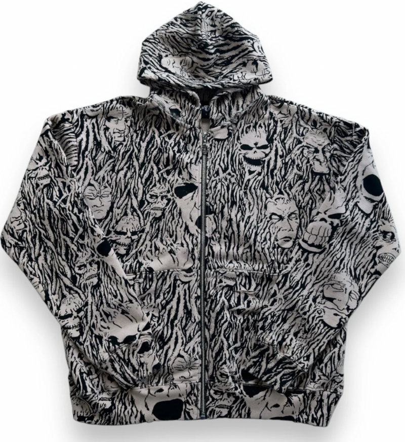 Warren Lotas Exclusive 'Wall of Flesh' Beige & Black Zip-Up Hoodie MD