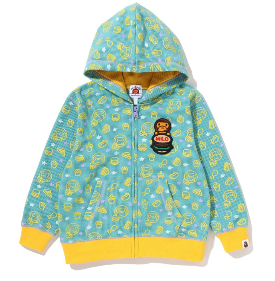 Bape Kids Baby Milo Junk Food Green Full Zip Hoodie Size 90