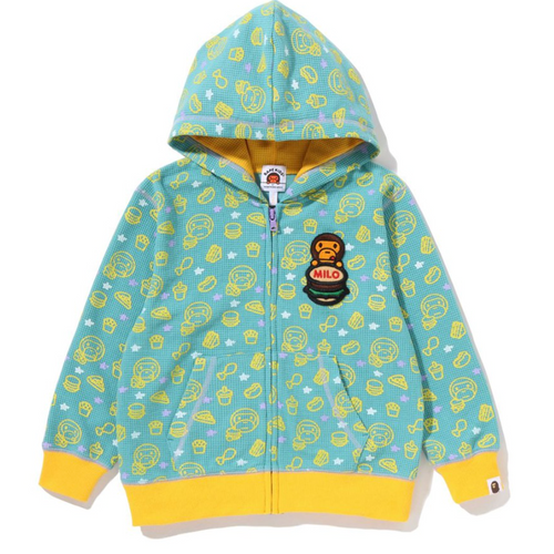 Bape Kids Baby Milo Junk Food Green Full Zip Hoodie Size 90