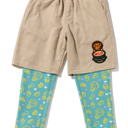 Bape Kids Junk Food Green Layered Legging Shorts Size 90