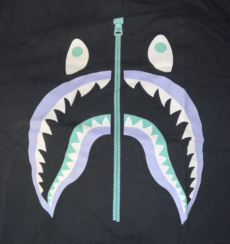 Bape Kids Glow In The Dark Shark Tee Black Size 110 K