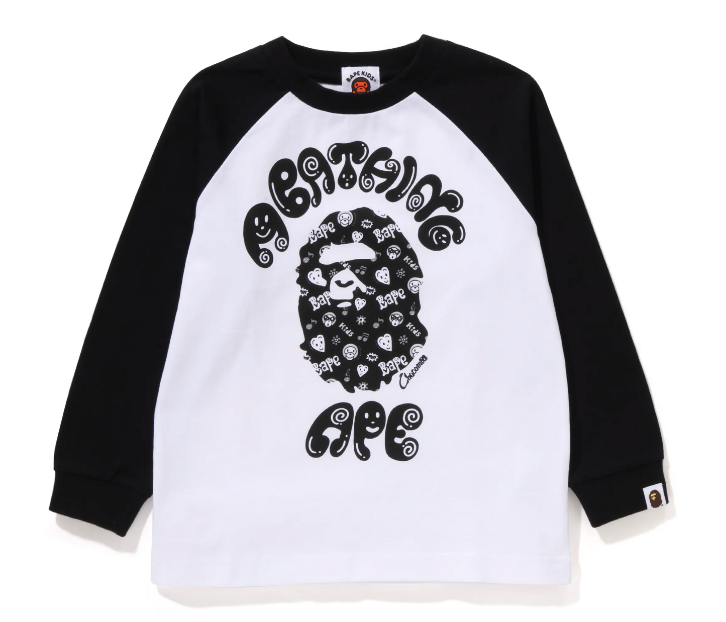 Bape Kids X Chocomoo College L/S Tee Black White Shirt Size 130 K