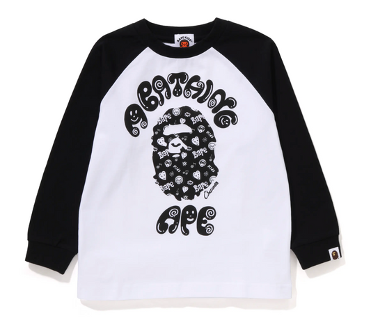 Bape Kids X Chocomoo College L/S Tee Black White Shirt Size 130 K