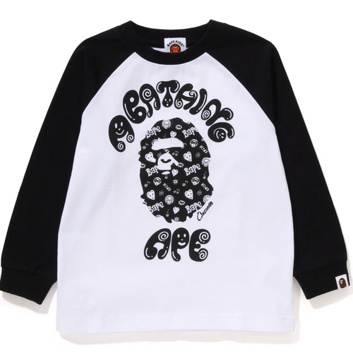 Bape Kids X Chocomoo College L/S Tee Black White Shirt Size 130 K