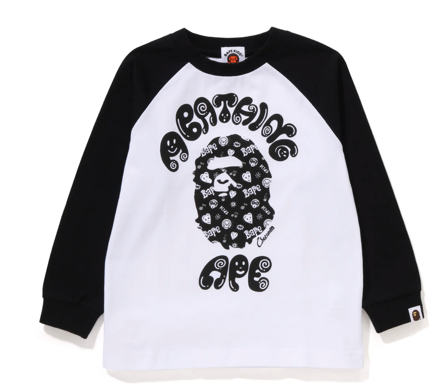 Bape Kids X Chocomoo College L/S Tee Black White Shirt Size 120 K