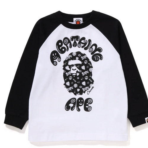 Bape Kids X Chocomoo College L/S Tee Black White Shirt Size 120 K