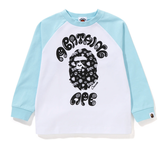 Bape Kids x Chocomoo College L/S Tee Blue White Size 130 K