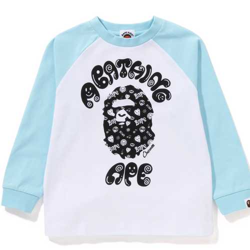 Bape Kids x Chocomoo College L/S Tee Blue White Size 130 K