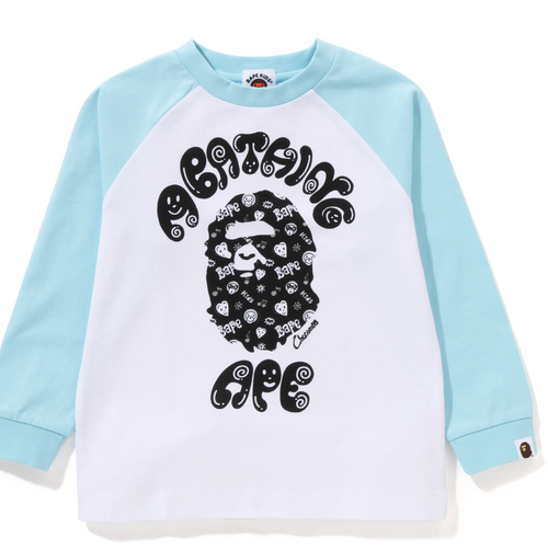 Bape Kids x Chocomoo College L/S Tee Blue White Size 90 K