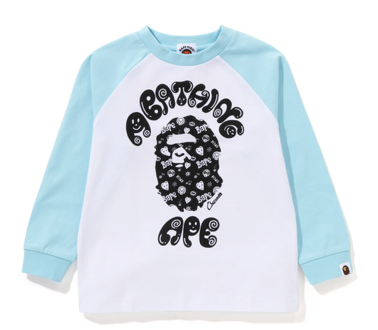 Bape Kids x Chocomoo College L/S Tee Blue White Size 110 K
