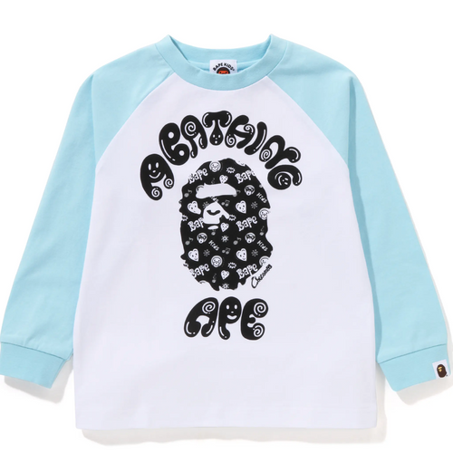 Bape Kids x Chocomoo College L/S Tee Blue White Size 110 K