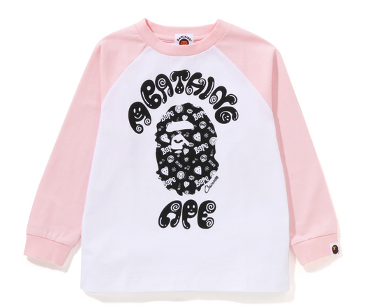 Bape Kids x Chocomoo College L/S Tee White Pink Size 120 K
