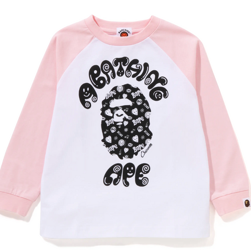 Bape Kids x Chocomoo College L/S Tee White Pink Size 120 K