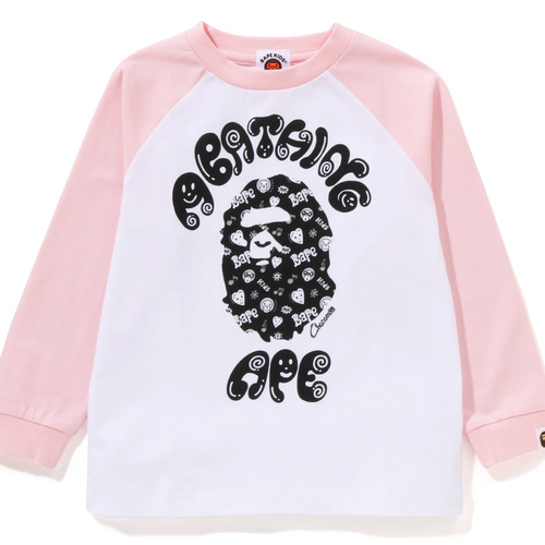 Bape Kids x Chocomoo College L/S Tee White Pink Size 110 K