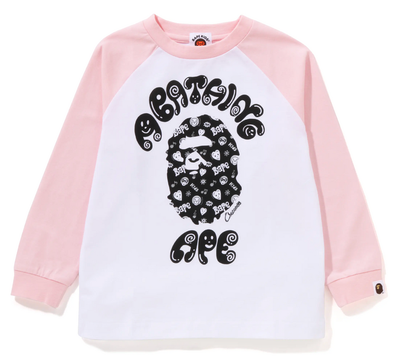 Bape Kids x Chocomoo College L/S Tee White Pink Size 110 K