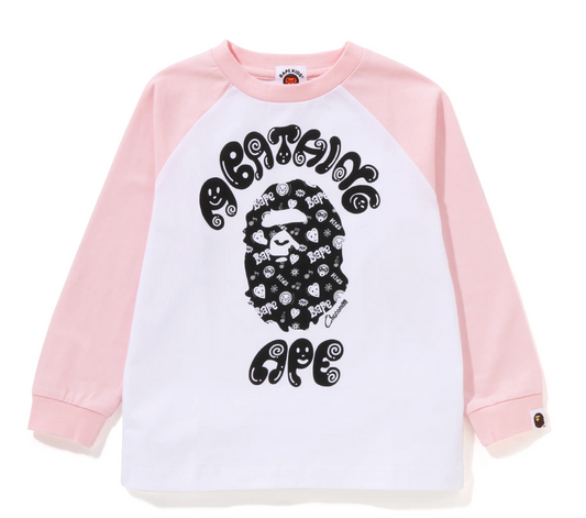 Bape Kids x Chocomoo College L/S Tee White Pink Size 100 K