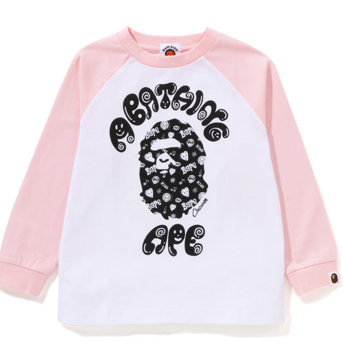 Bape Kids x Chocomoo College L/S Tee White Pink Size 100 K