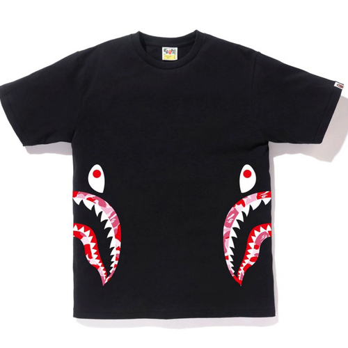 Bape Kids ABC Camo Side Shark Tee Black & Pink Size 110 K