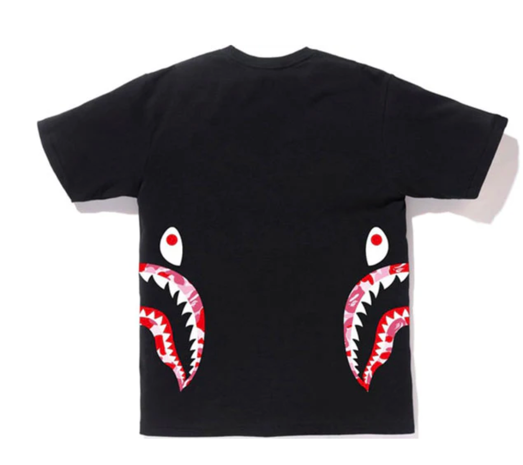 Bape Kids ABC Camo Side Shark Tee Black & Pink Size 120 K