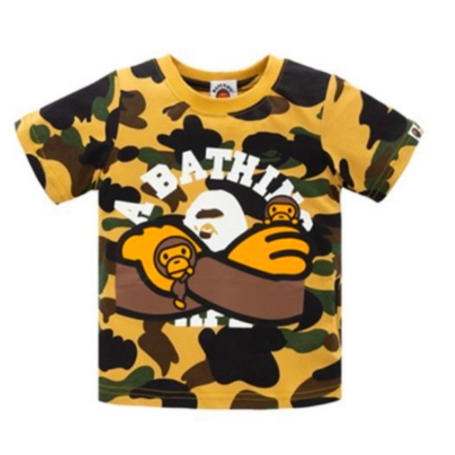 Bape Kids Baby Milo Crossed Arms Tee Yellow Camo Size 130 K