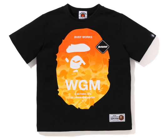 Bape Kids 15th Ann. x FCRB ABC Camo Emblem Print Tee Black Size 130 K