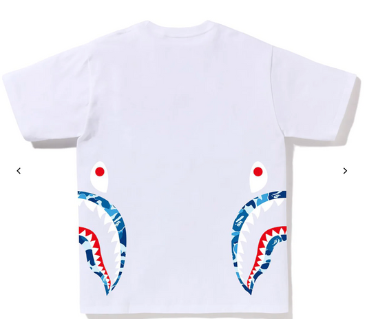 Bape Kids ABC Camo Side Shark Tee White & Blue Size 130 K