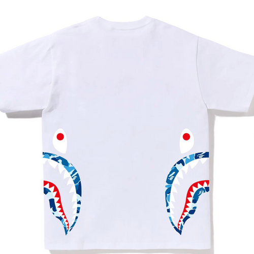 Bape Kids ABC Camo Side Shark Tee White & Blue Size 130 K