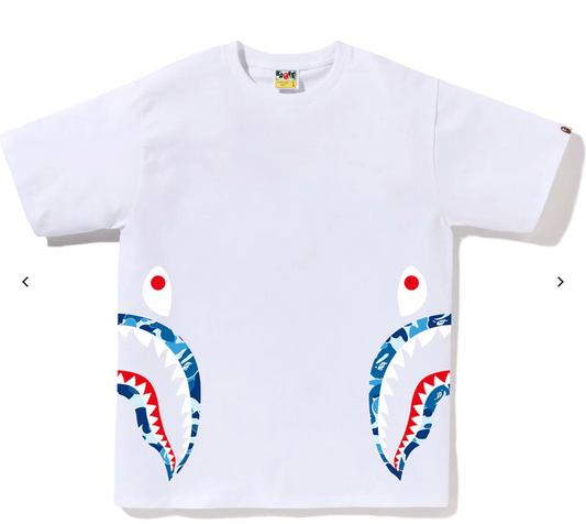 Bape Kids ABC Camo Side Shark Tee White & Blue Size 120 K