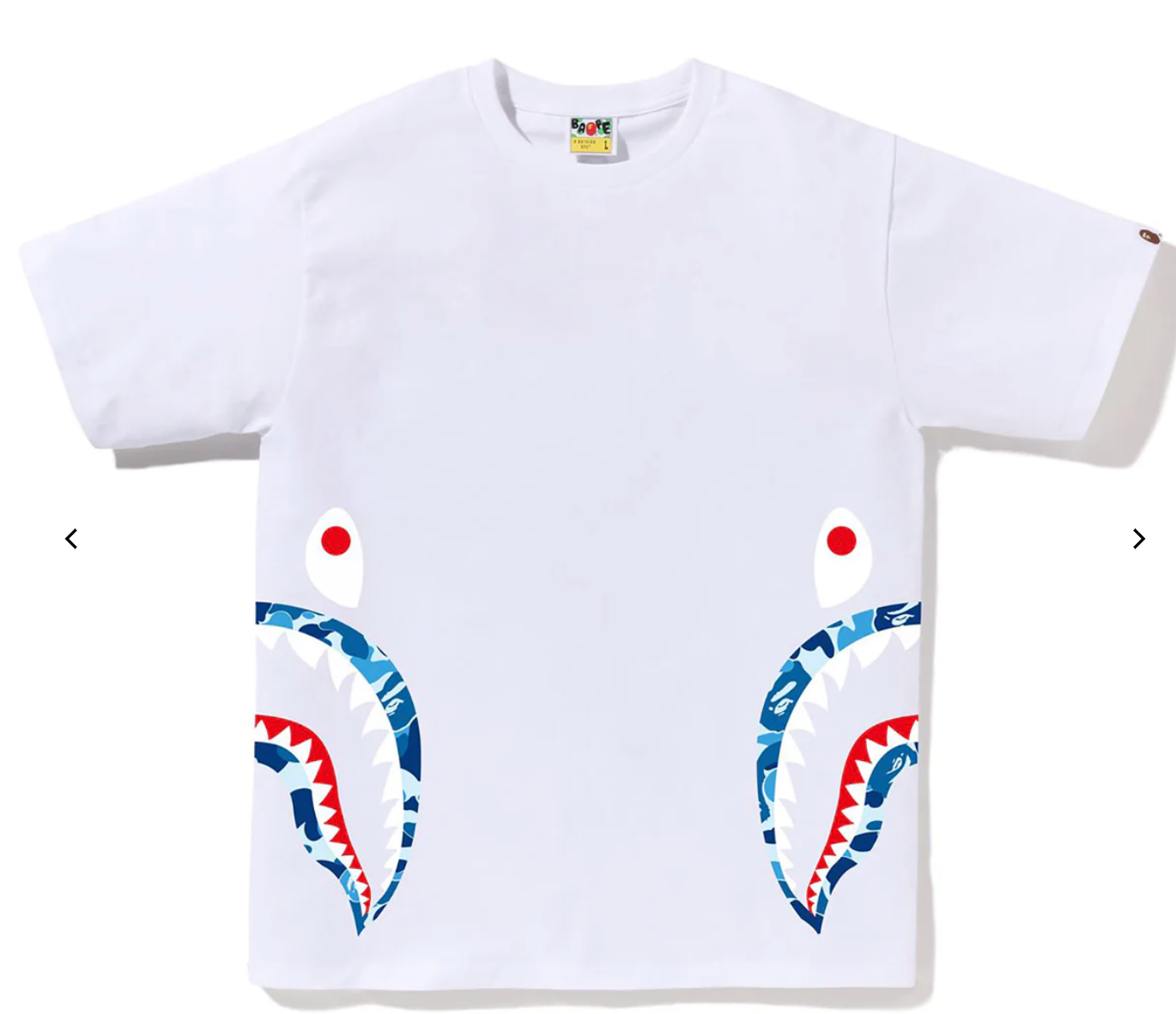 Bape Kids ABC Camo Side Shark Tee White & Blue Size 110K