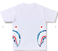 Bape Kids ABC Camo Side Shark Tee White & Blue Size 110K